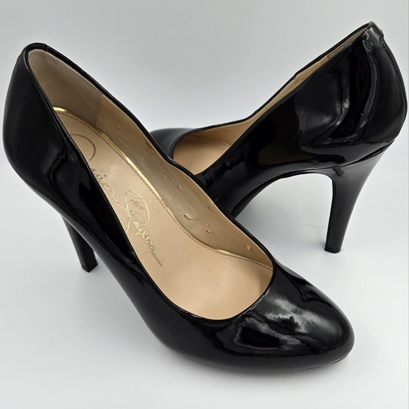 Jessica Simpson Pumps Heels Black Patent 5.5M 4" - Picture 1 of 11
